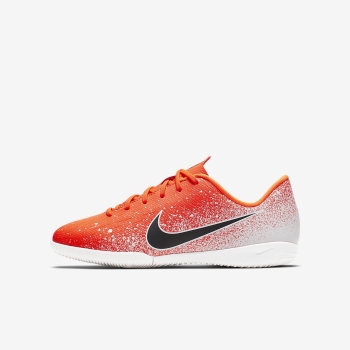 Nike Jr. VaporX 12 Academy IC - Indendørs Fodboldsko - Rød/Hvide/Sort | DK-68601